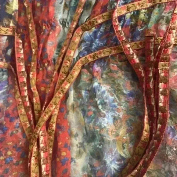ETRO Women's Silk Chiffon Tank Blouse Top Ruffle Floral Print Shirt 44 Small NWT - Picture 8 of 9